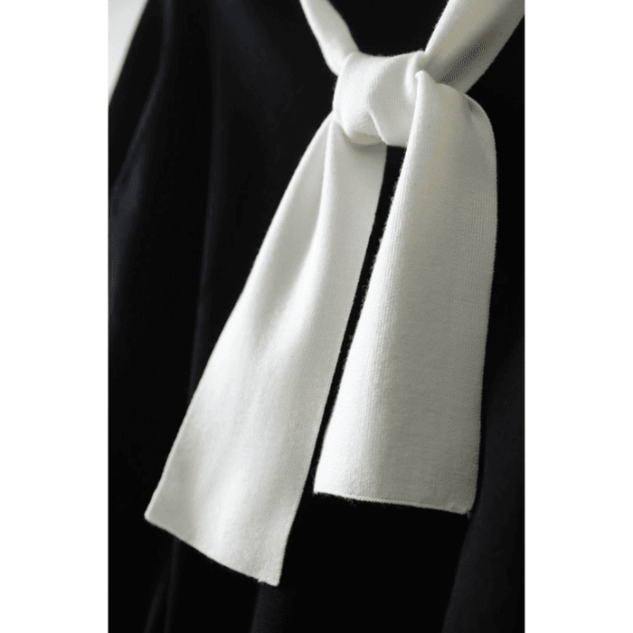 骨格ナチュラルボータイニットトップス