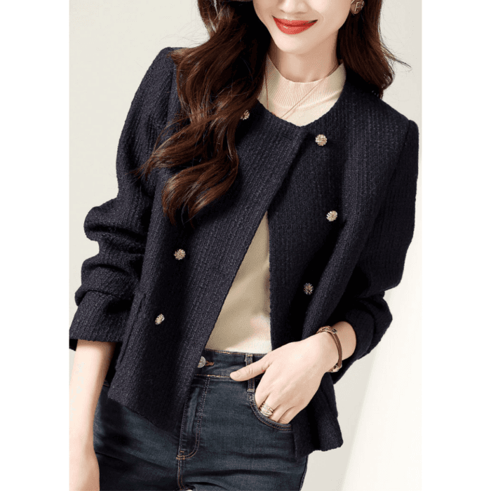 骨格ナチュラル金ボタンダブルジャケット