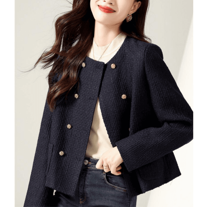 骨格ナチュラル金ボタンダブルジャケット