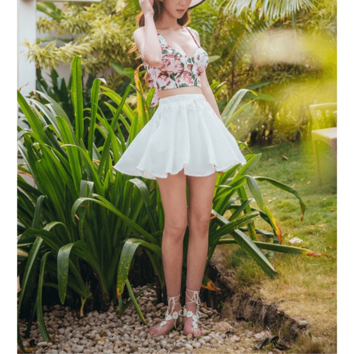 骨格ナチュラル花柄セパレート水着
