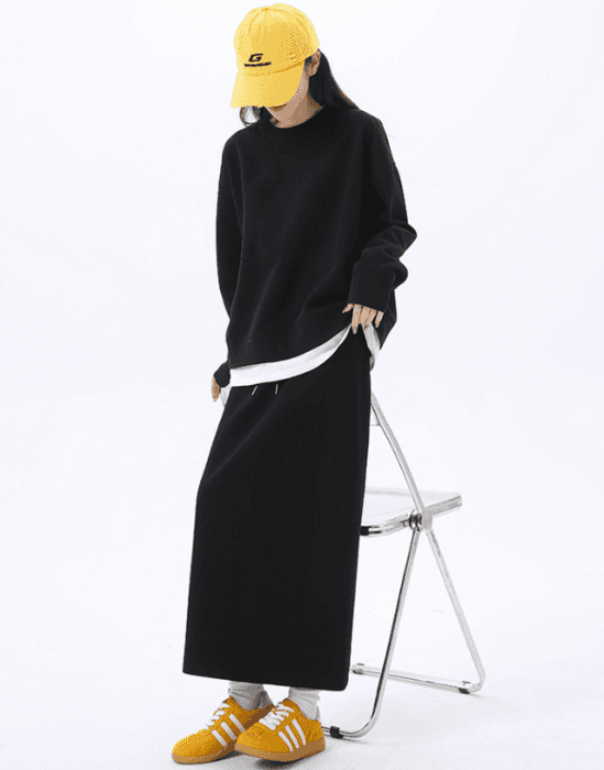 骨格ナチュラルバックスリットスウェットスカート