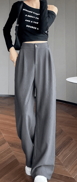骨格ナチュラルワイドストレートスラックスパンツ