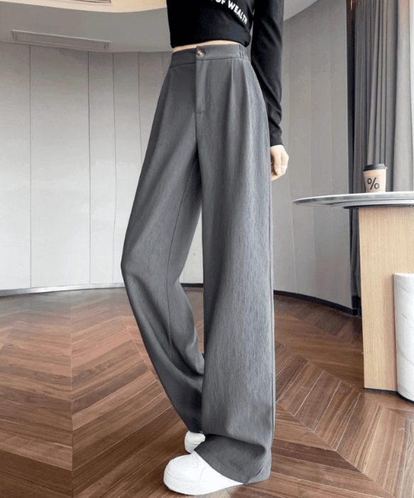 骨格ナチュラルワイドストレートスラックスパンツ