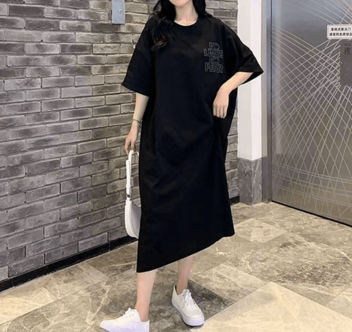骨格ナチュラルオーバーシルエットロングTワンピース