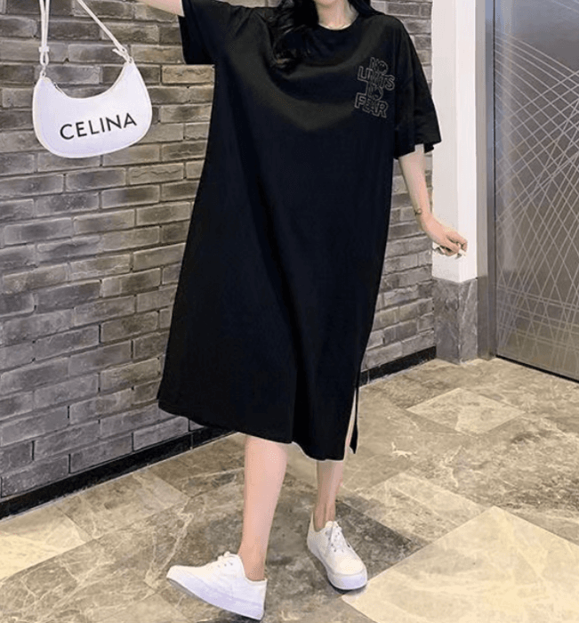 骨格ナチュラルオーバーシルエットロングTワンピース