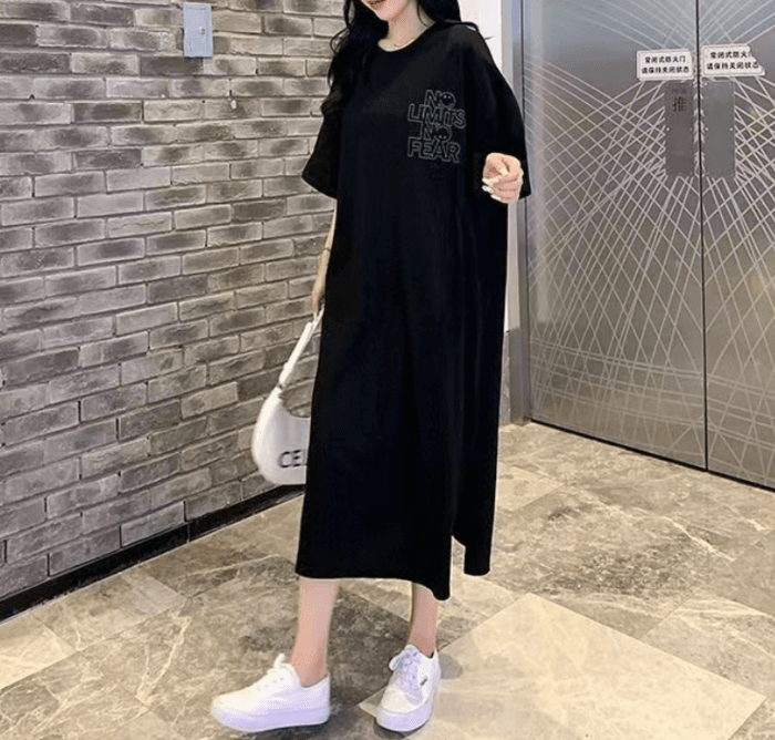骨格ナチュラルオーバーシルエットロングTワンピース
