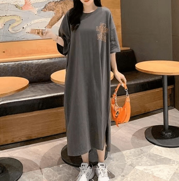 骨格ナチュラルオーバーシルエットロングTワンピース