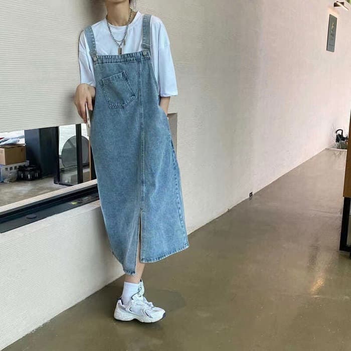 骨格ナチュラルストレートデニムジャンパースカート