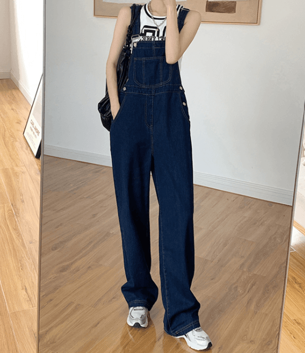 骨格ナチュラルダークインディゴストレートサロペット