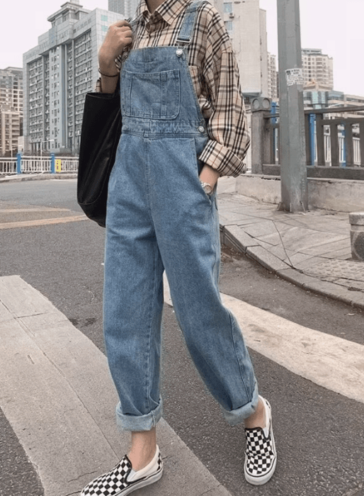 骨格ナチュラルゆるストレートデニムサロペット