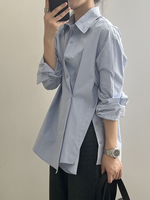 骨格ナチュラルテールカットオーバーシャツ