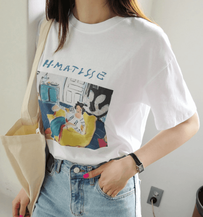 骨格ナチュラルアートプリントTシャツ