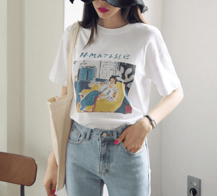 骨格ナチュラルアートプリントTシャツ