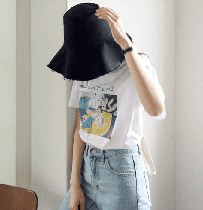 骨格ナチュラルアートプリントTシャツ