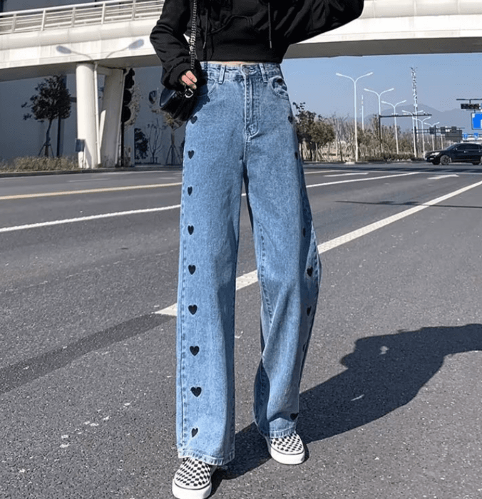 骨格ナチュラルサイドハートカットデニムパンツ