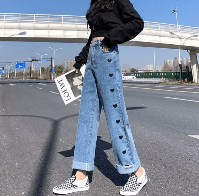 骨格ナチュラルサイドハートカットデニムパンツ