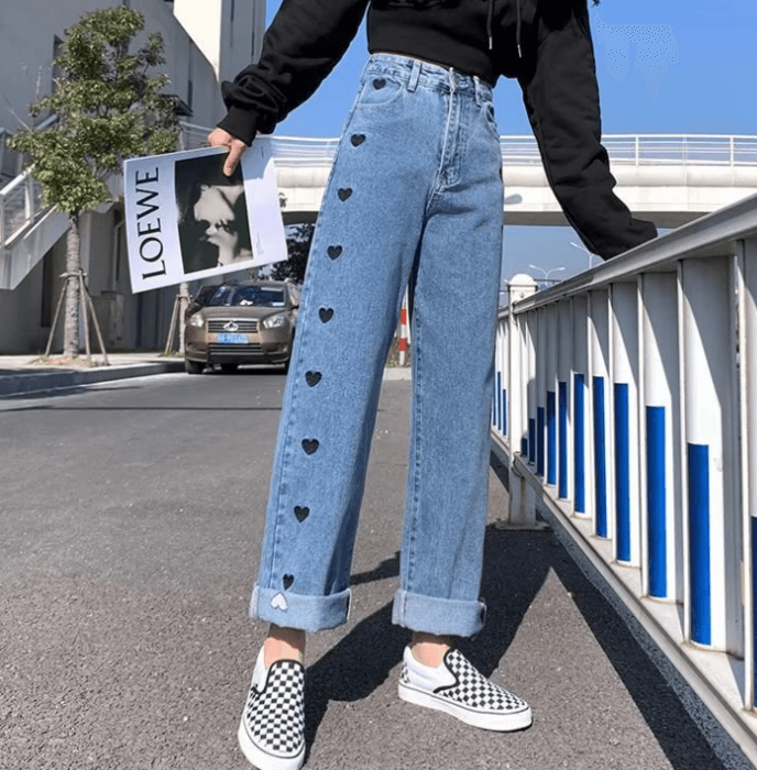 骨格ナチュラルサイドハートカットデニムパンツ