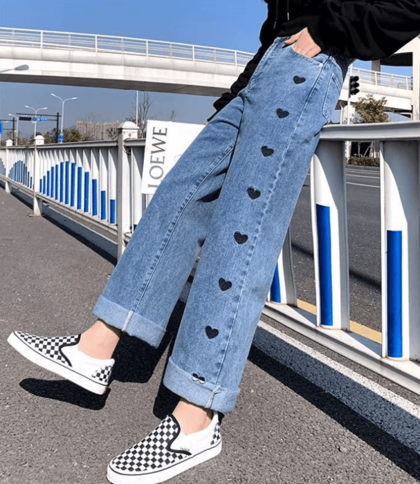 骨格ナチュラルサイドハートカットデニムパンツ