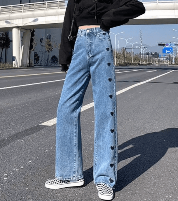 骨格ナチュラルサイドハートカットデニムパンツ