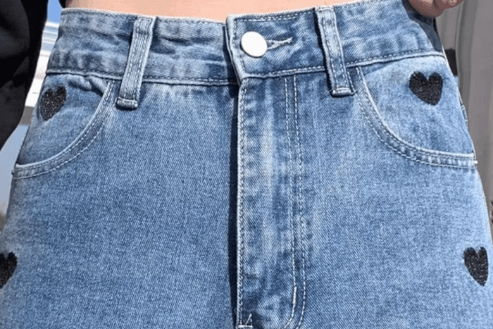 骨格ナチュラルサイドハートカットデニムパンツ