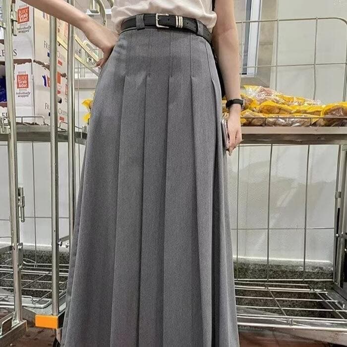 骨格ナチュラルウエストすっきりAラインプリーツスカート
