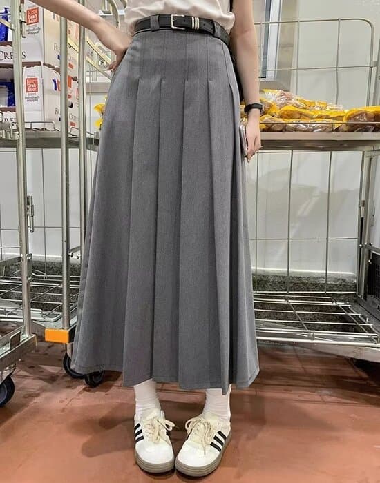 骨格ナチュラルウエストすっきりAラインプリーツスカート