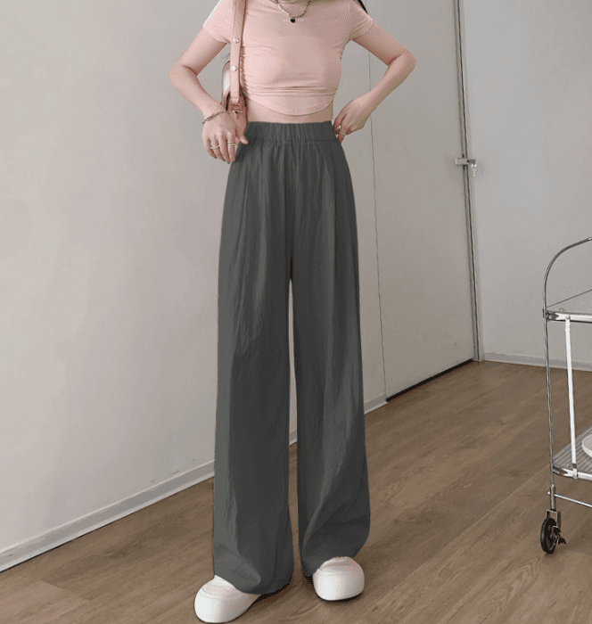 骨格ナチュラルカラードレープストレートパンツ