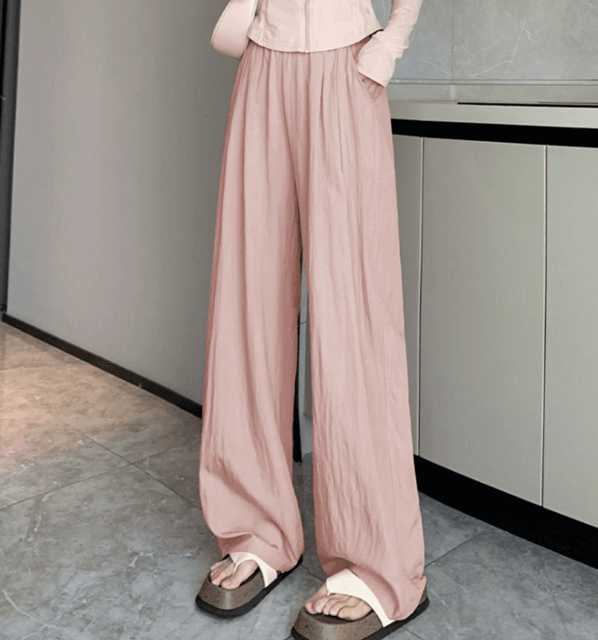 骨格ナチュラルカラードレープストレートパンツ