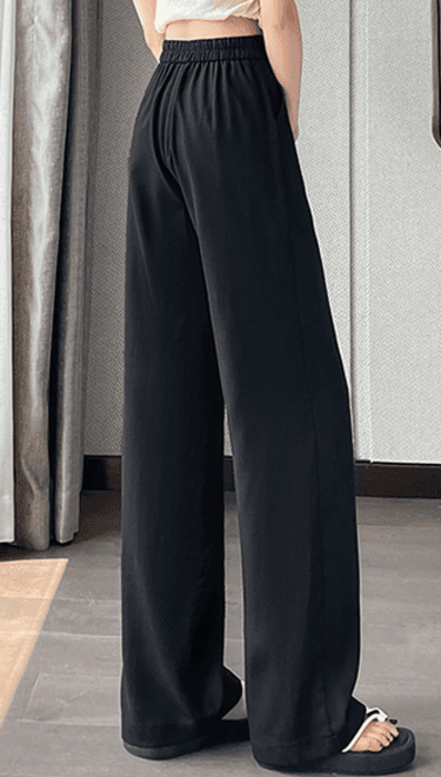 骨格ナチュラルタック入りリネンワイドパンツ