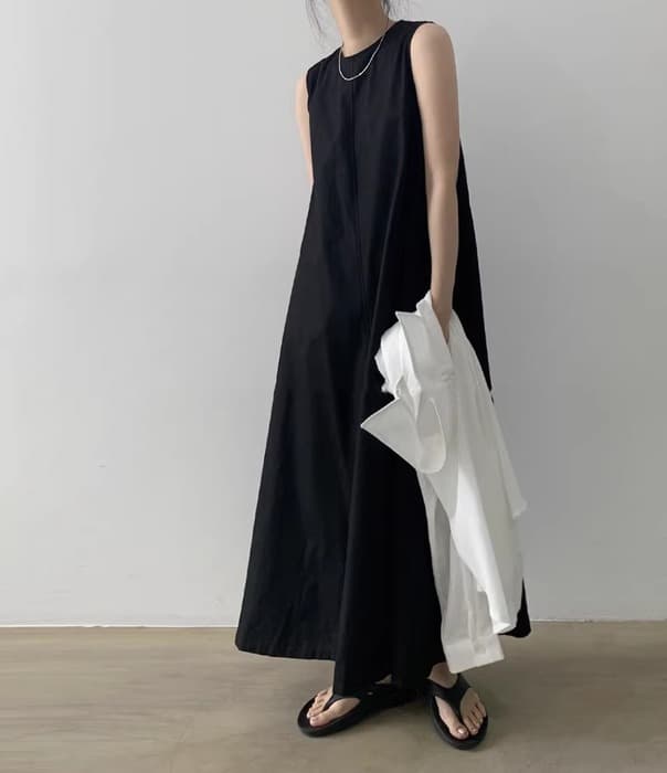 骨格ナチュラル夏ノースリーブワンピース