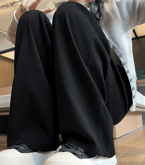 骨格ナチュラルウエストゴムタックワイドパンツ