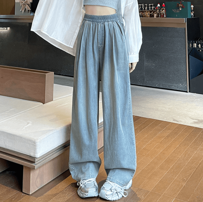骨格ナチュラルウエストゴムタックワイドパンツ