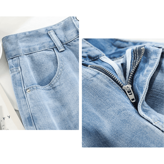 骨格ナチュラルWボタン美脚ワイドレックデニムパンツ