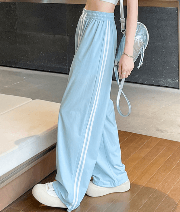 骨格ナチュラル速乾サイドラインワイドパンツ