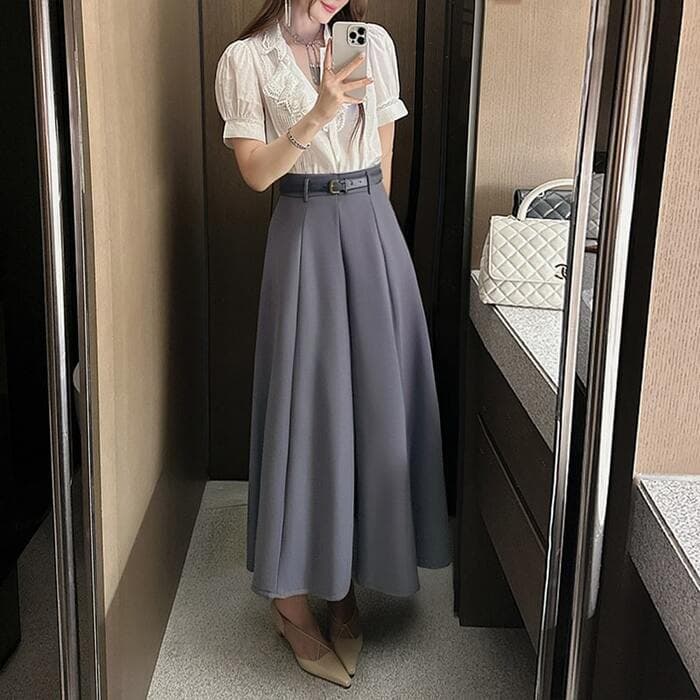 骨格ナチュラルAラインロングスカート
