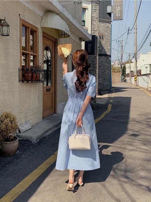 骨格ナチュラル半袖シャツカラーワンピース
