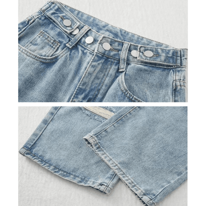 骨格ナチュラルクラッシュ加工ストレートワイドデニムパンツ