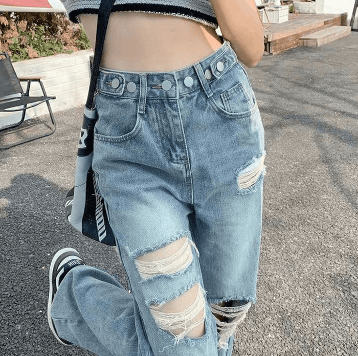 骨格ナチュラルクラッシュ加工ストレートワイドデニムパンツ