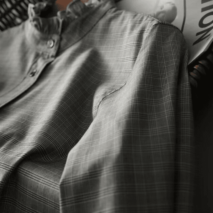 骨格ナチュラルスタンドカラーブラウス