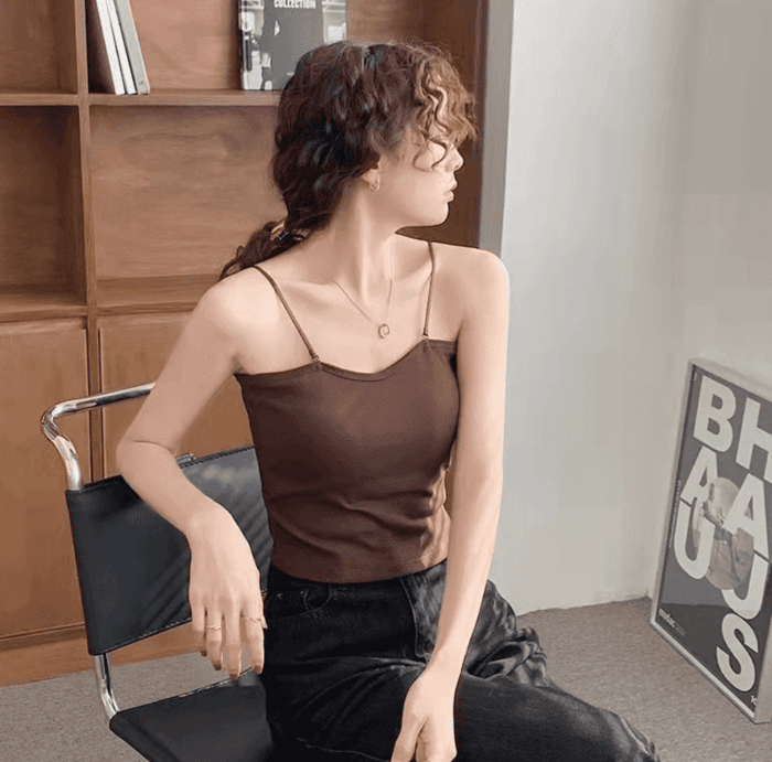 骨格ナチュラルカップ付きショートキャミソール