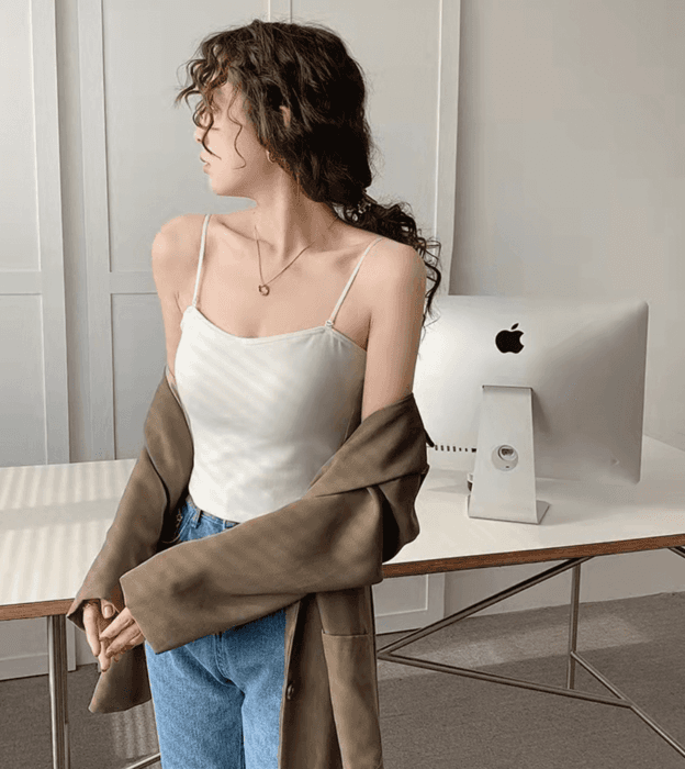 骨格ナチュラルカップ付きショートキャミソール