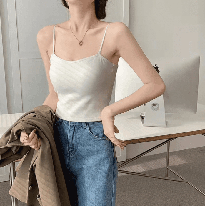 骨格ナチュラルカップ付きショートキャミソール