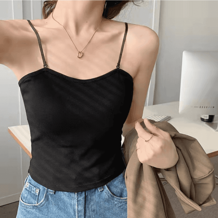 骨格ナチュラルカップ付きショートキャミソール