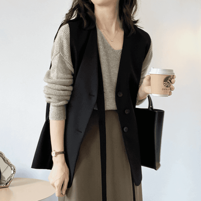 骨格ナチュラルシングルブレストジレ