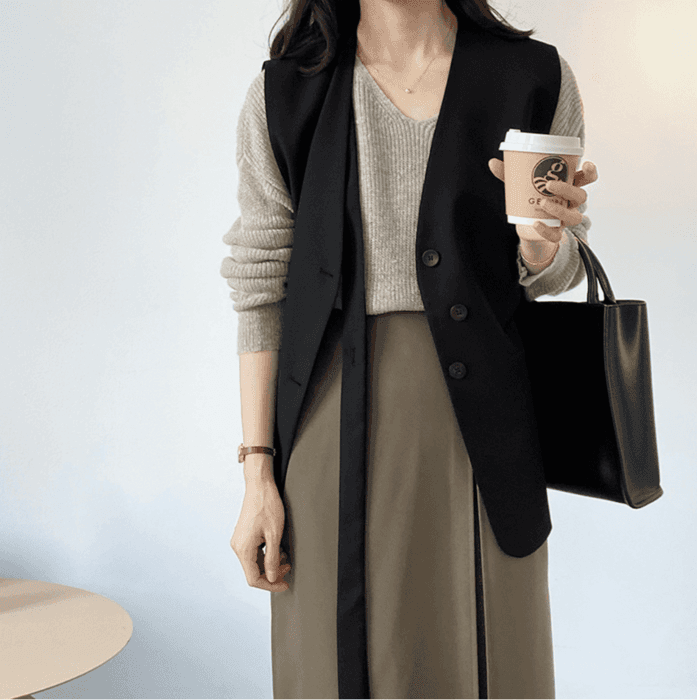 骨格ナチュラルシングルブレストジレ