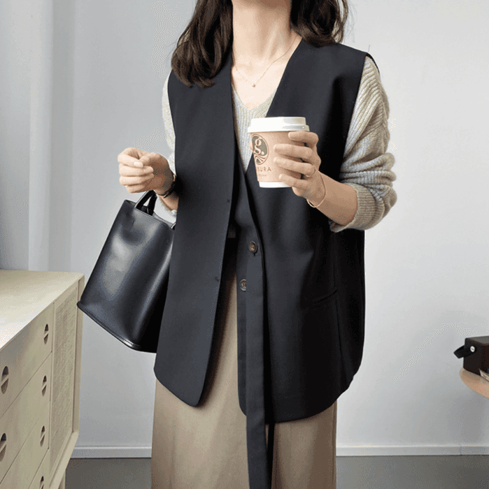骨格ナチュラルシングルブレストジレ