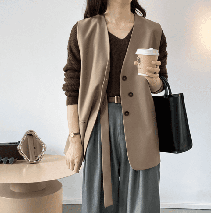骨格ナチュラルシングルブレストジレ