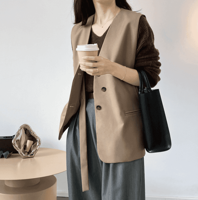 骨格ナチュラルシングルブレストジレ