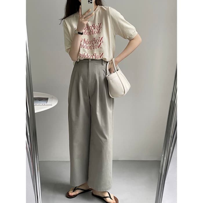 骨格ナチュラルワイドレッグパンツ