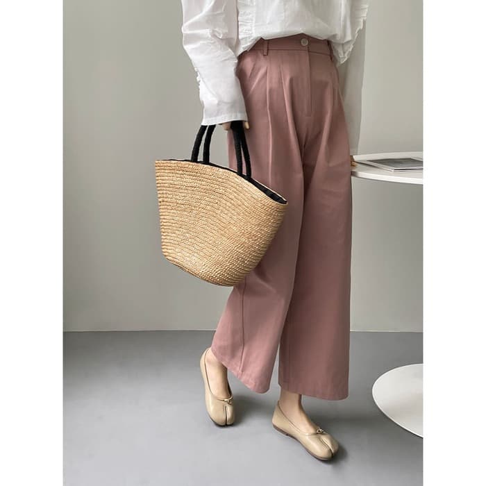 骨格ナチュラルワイドレッグパンツ